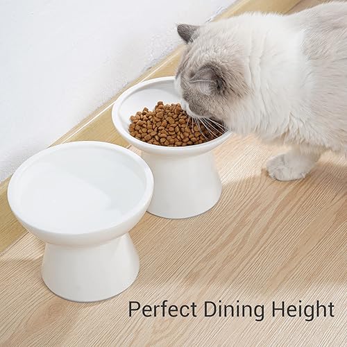 Miniatura 6 de Cuenco de agua elevado extra ancho de cerámica para gatos, plato de 6.2 pulgadas más profundo para aliviar la fatiga de los bigotes, 5 pulgadas de
