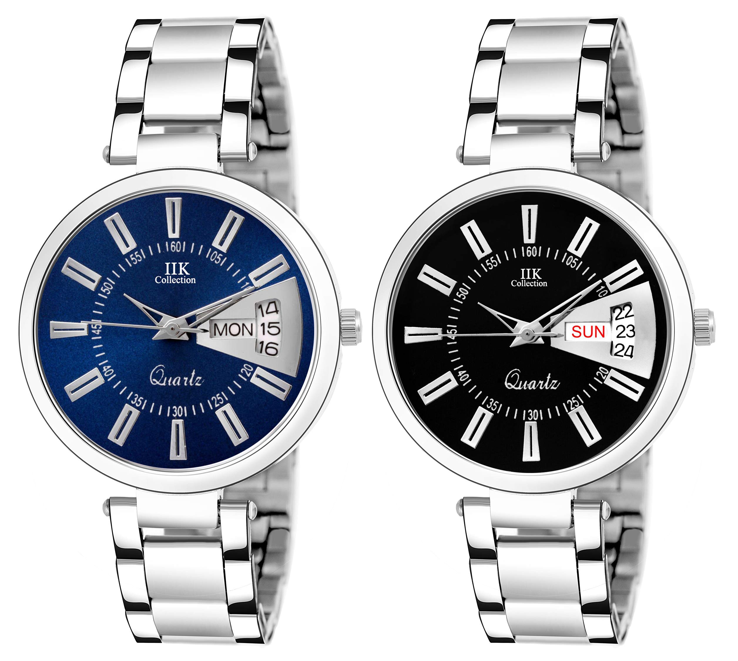 IIK COLLECTION Round Dial Stainless Steel Bracelet Chain Analogue Day & Date Functioning Watch for Women and Girls (Pack of 2) (B08R1WKGM3) Amazon Price History, Amazon Price Tracker