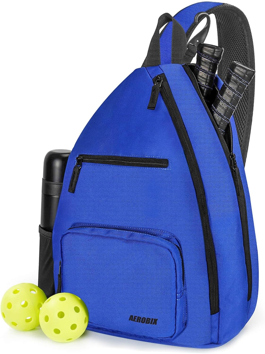 AEROBIX Pickleball Bag for Women & Men, Pickle Ball Backpack - Upgraded Zippers, Large Capacity, Padded Paddle Pocket, Adjustable Sling Bag (No Accessories)