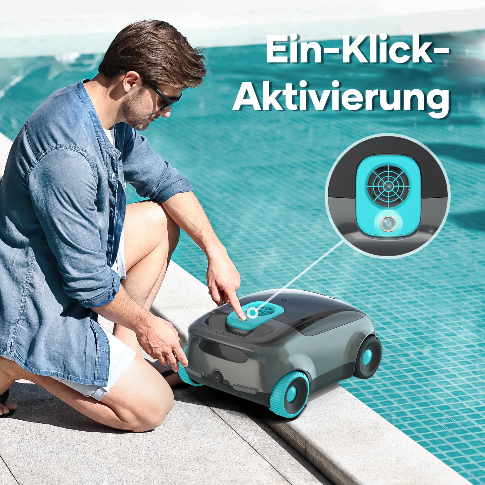 AIPER Kabelloser Poolroboter, Generalüberholt Automatische Poolreiniger mit Fortschrittliche Partikelfiltration, 130 Minuten Akkulaufzeit, Auto-Park für Oberirdische Pools bis zu 100㎡(Generalüberholt)