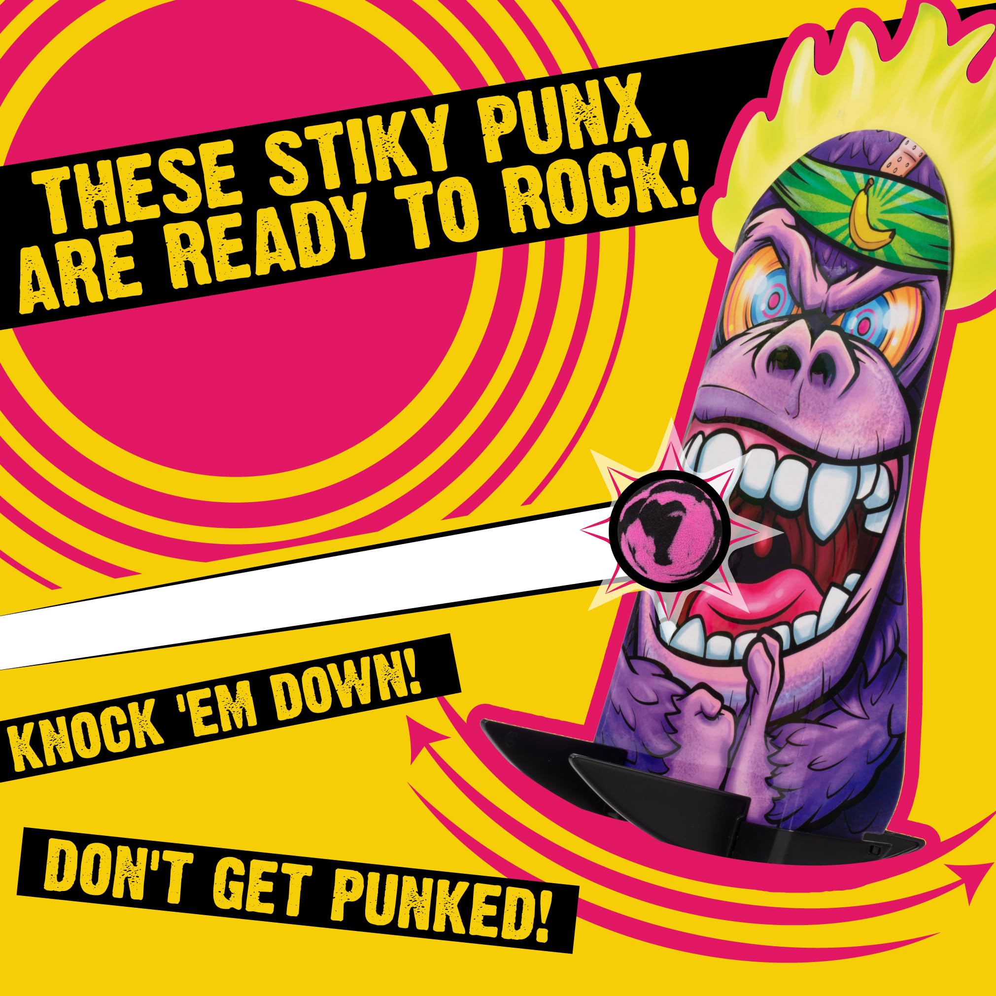 Hog Wild Stiky Punx Slingshot w/Target - Kong - Portable Swiveling Target Challenge, Exciting Sling Shot Fun for All Ages, Test Your Skills Knocking Over Punx Targets Anytime & Anywhere