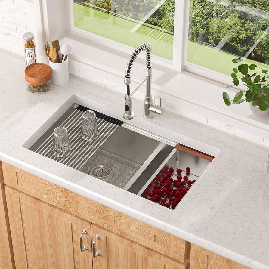 Lordear Undermount Double Kitchen Sink 32 Inch 16 Gauge