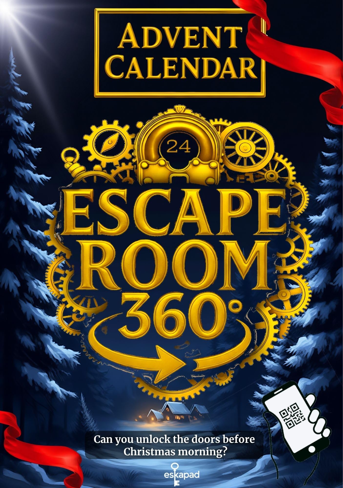 Escape Room Advent Calendar 360: 24 Puzzles & Riddles for Adults with 360° scenes (No App Required) - Will You Escape Before the Christmas Gifts?