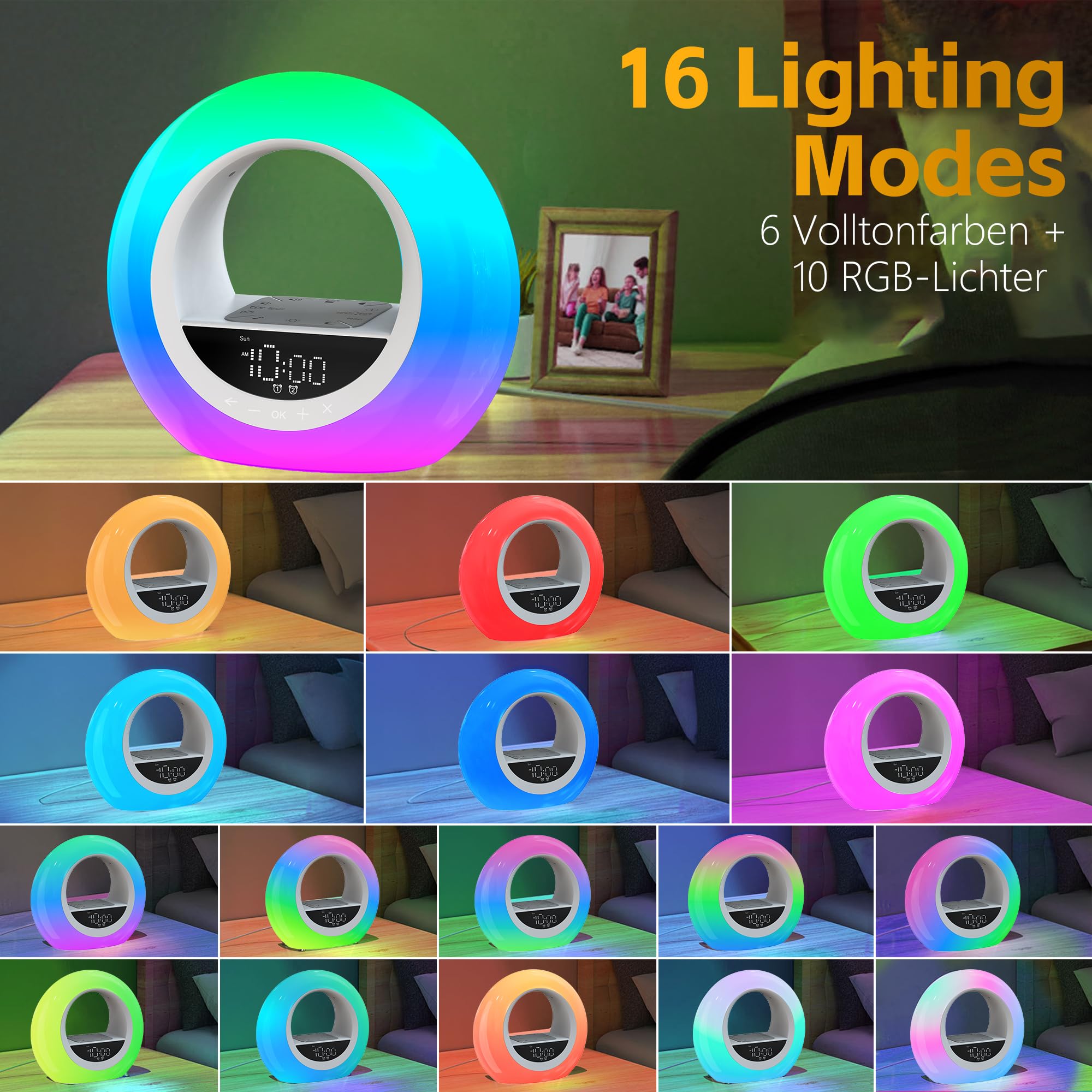 Kruilan Sveglia con luce diurna · altoparlante Bluetooth — immagine 4 di 9