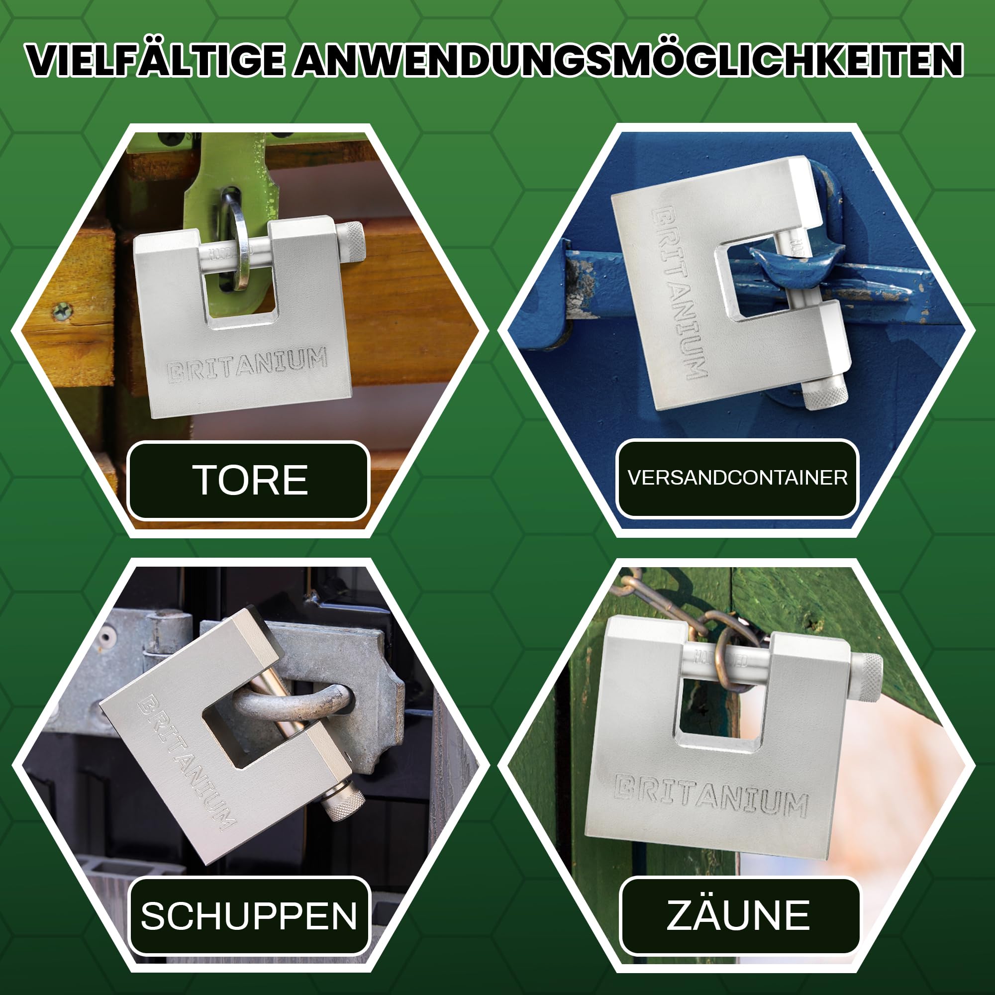 BRX74 Hochleistungs-Containerschloss – 12 mm schnittfest, wetterfest, vernickelt | Inkl. 5 Schlüssel, Hochsicherheit für Container, Garagen & Tore
