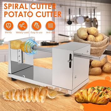 Tornado Potato Spiral Cutter, Manual Stainless Steel Twisted Potato Slicer, Spiral Cutter for Potatoes, Carrots, Cucumbers