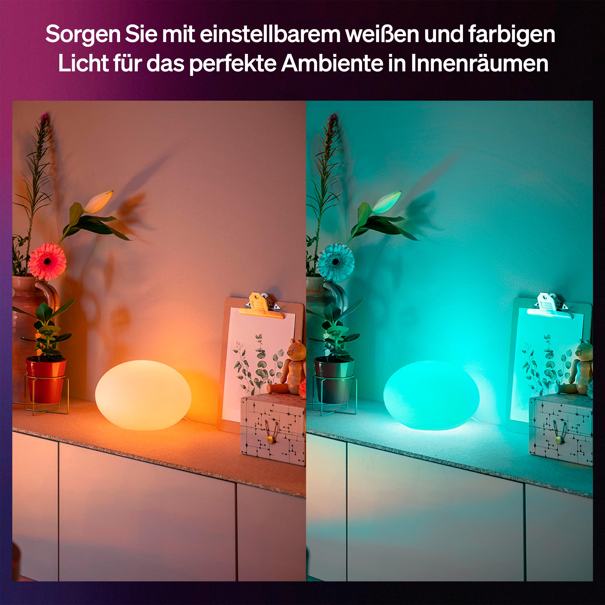 Philips Hue Flourish Tischleuchte, dimmbar, weißes und farbiges Licht, 16 Millionen Farben, über App steuerbar, kompatibel mit Amazon Alexa (Echo, Echo Dot), neue Generation