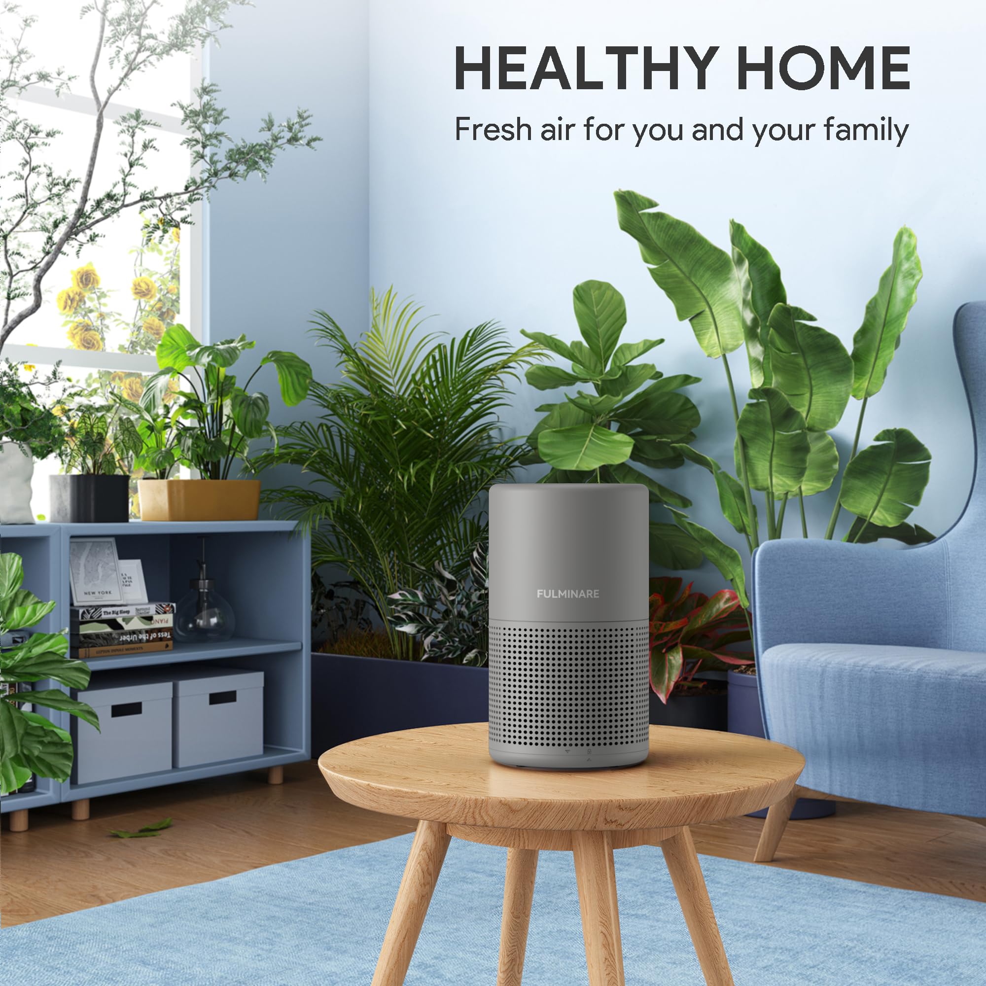 FULMINARE Air Purifiers for Bedroom H13 True HEPA Air Filter (Gray) view 2
