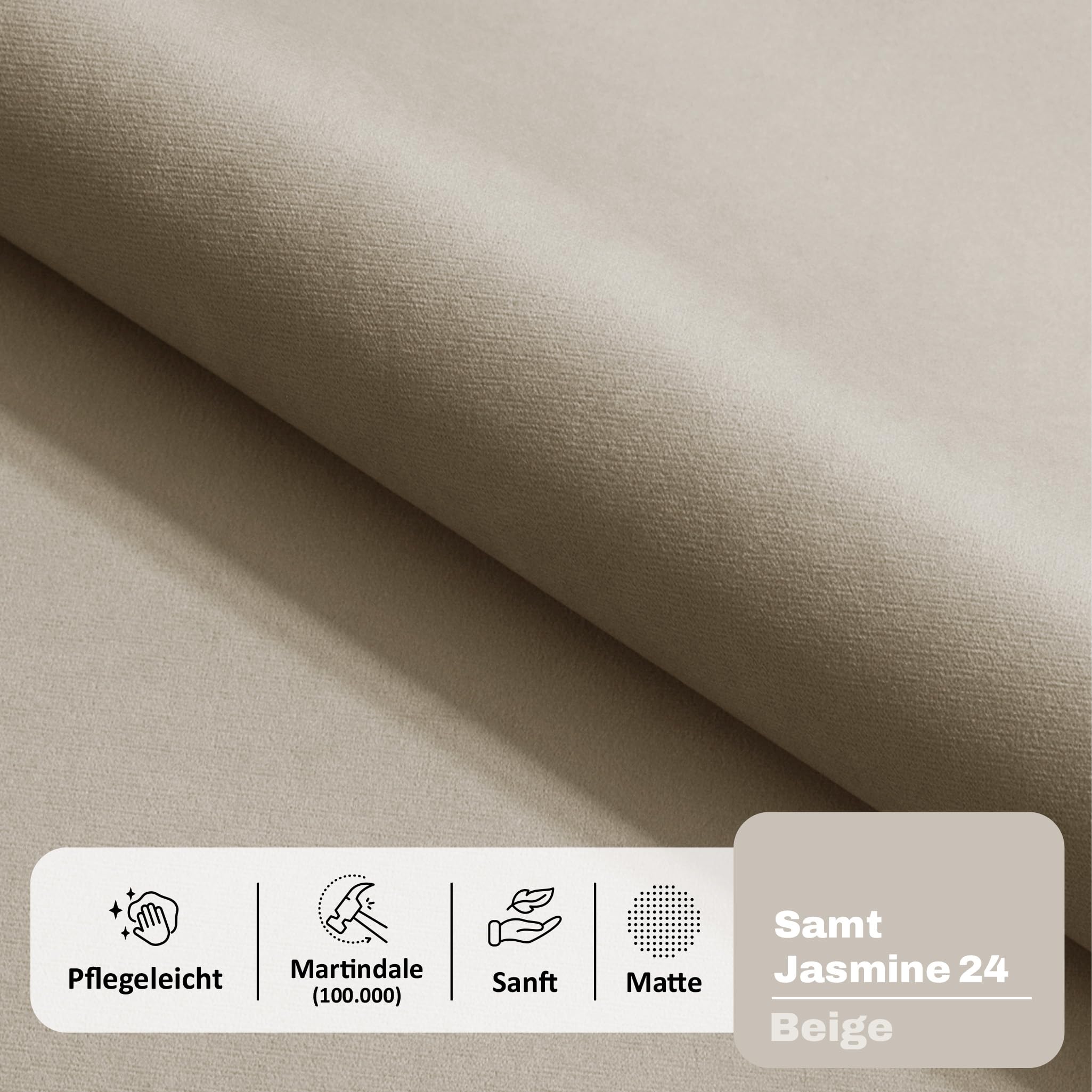 MOTIVENA Santiago Boxspringbett 180x200 Beige Samt, mit Taschenfederkern-Matratze (H3), mit T28 Komfortschaumstoff Topper (H3), Boxspringbett 180x200 mit Bettkasten Beige (Dunkelbeige)