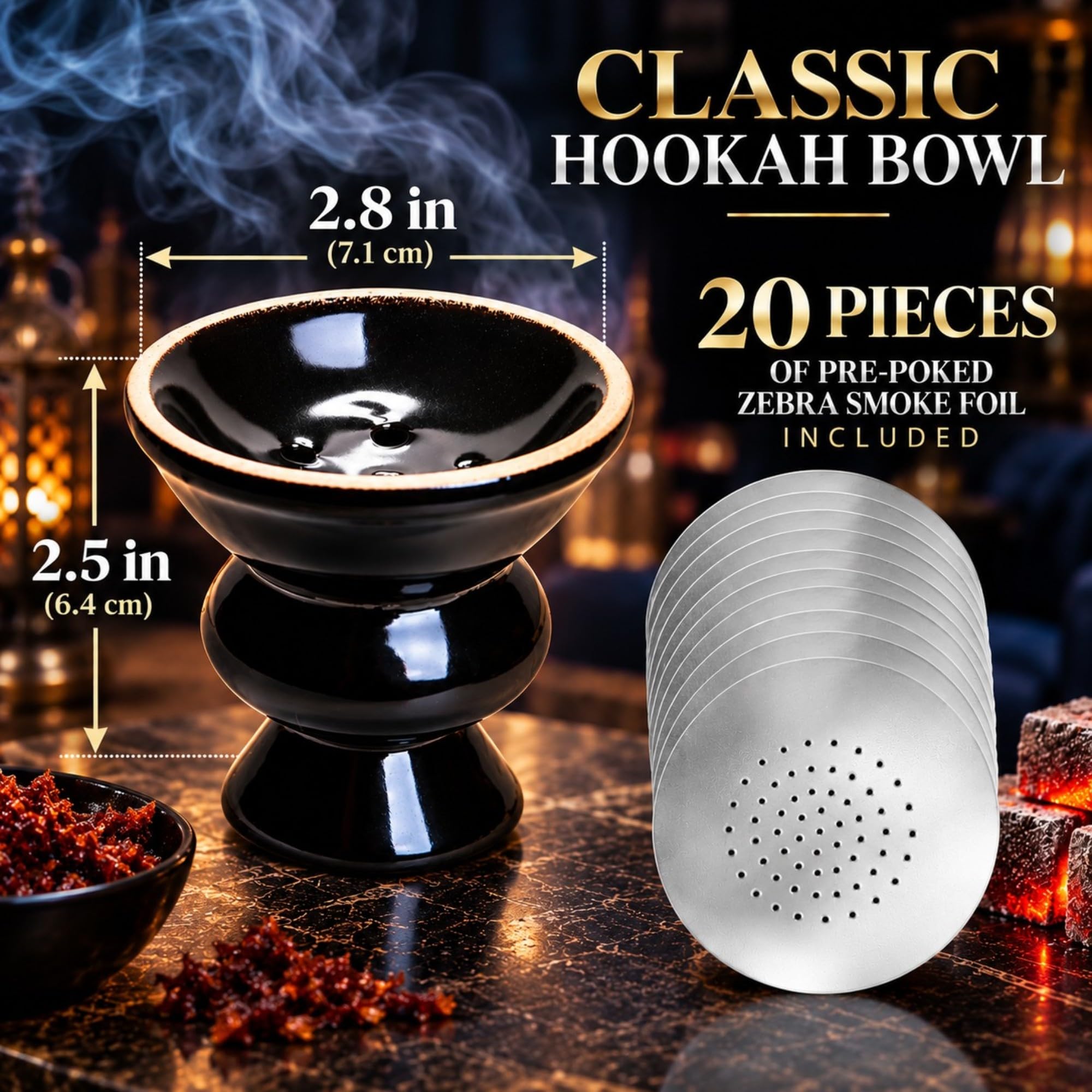 Amazon.com: Zebra Smoke Black Ceramic 7-Hole Traditional Hookah
