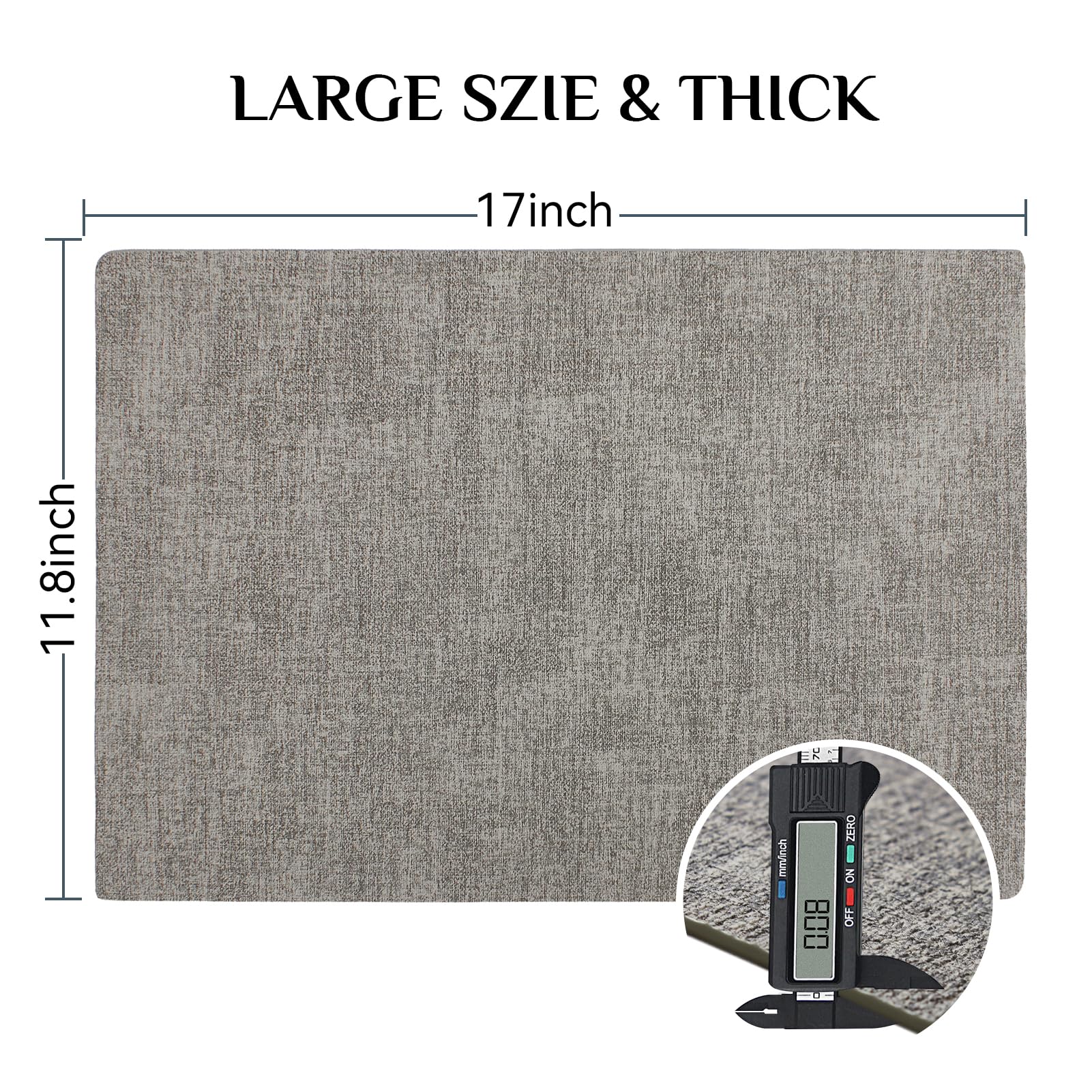 Softalker Set di 6 tovagliette in ecopelle resistente al calore 100% impermeabile oleorepellente cancellabile per interni ed esterni, 43,2 x 30,5 cm, grigio chiaro