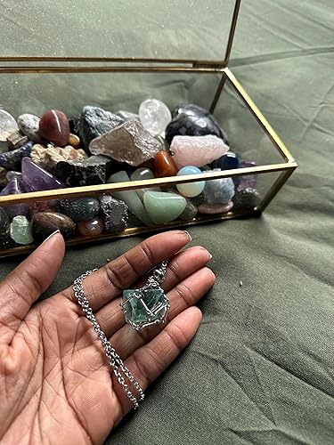 Miniatura 6 de Collar con soporte de cristal, jaula de acero inoxidable para piedra ajustable de cristal natural, collares de cuarzo natural, joyería de piedras