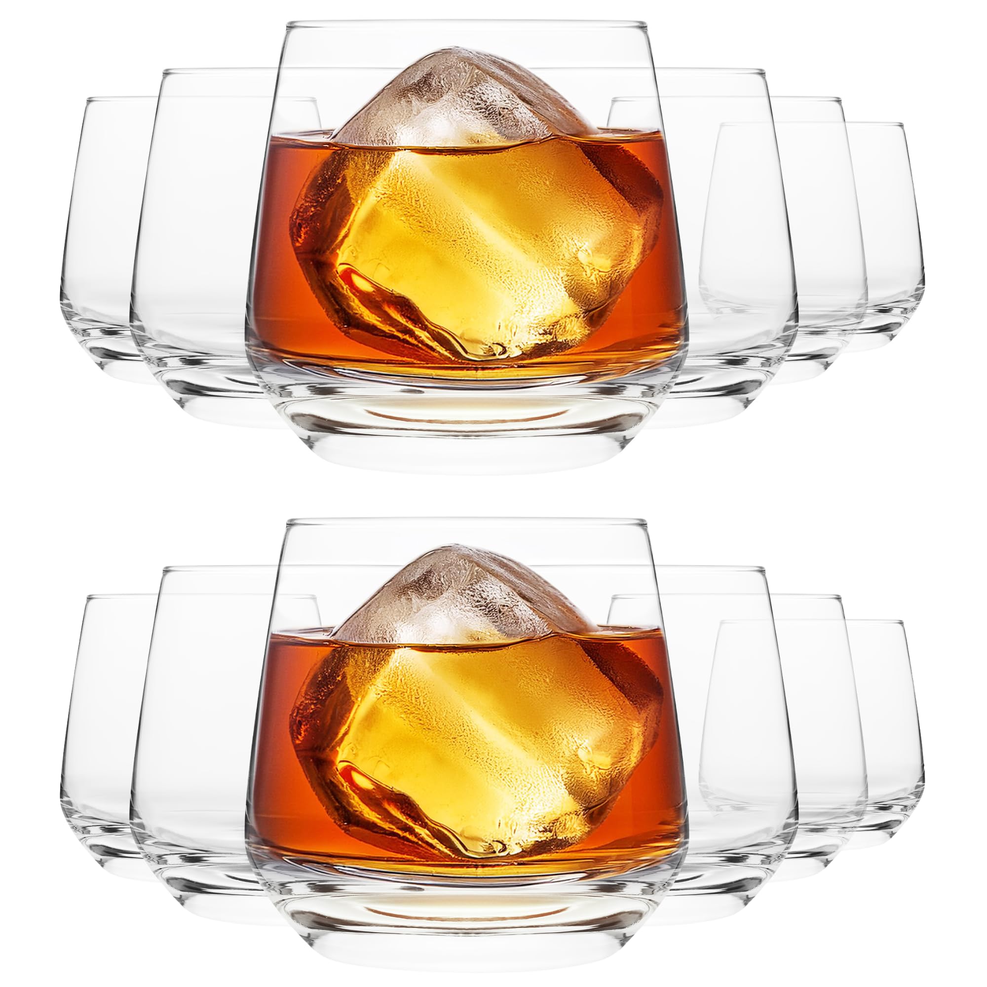 Homiu Whiskey Glass Tumbler Set | 345ml | Set of 12 | Ideal for Water Juice Scotch Cocktail | Tumbler Glasses | Whiskey Drinking Glass | Dishwasher Safe | Florence Collection