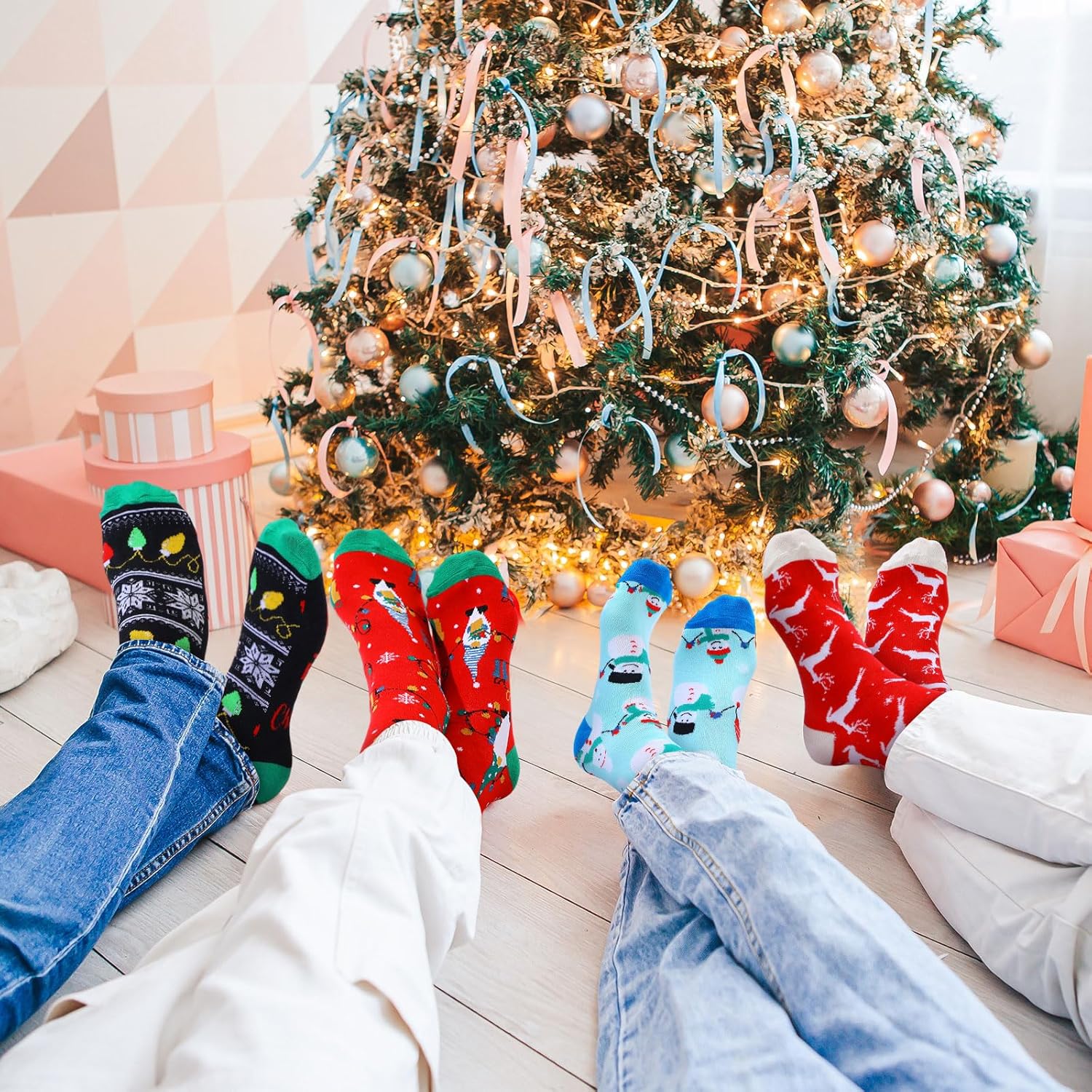 Cuffbow 12 Pairs Easter Sock Gift Bulk for Women Men Adult Teacher Nurse Doctor Christmas Xmas Holiday Festival Sock Gift(Lively Style)