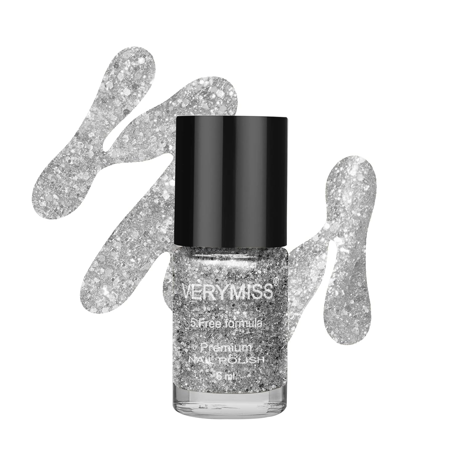 Buy Verymiss Premium Glitter Nail Polish 6ml Silk Silver Online at