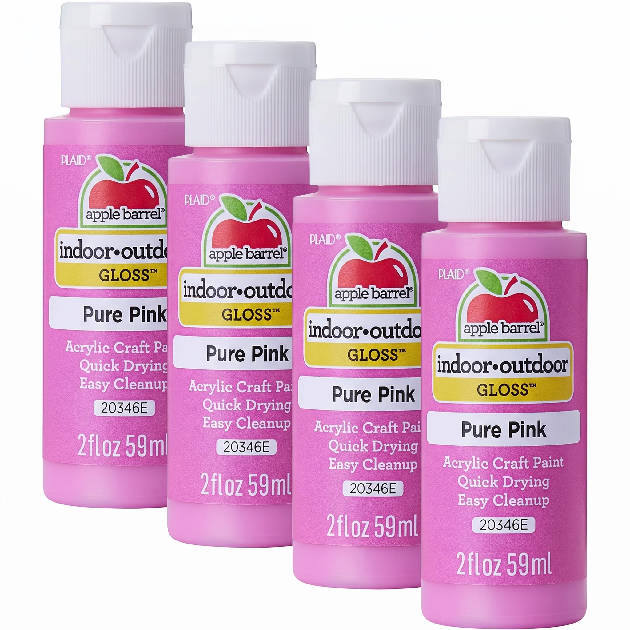 Apple Barrel Gloss Acrylic Paint in Assorted Colors (2-Ounce), 20346 Pure Pink (Pack of 4)