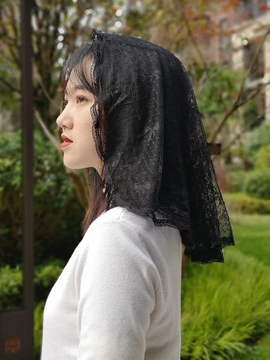 Floral Lace Mantilla veil Head coverings for Church Latin Mass