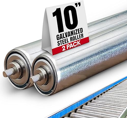 Miniatura 10 de Paquete de 5 rodillos transportadores, acero galvanizado de 1.5 pulgadas de diámetro, 10 pulgadas entre marco