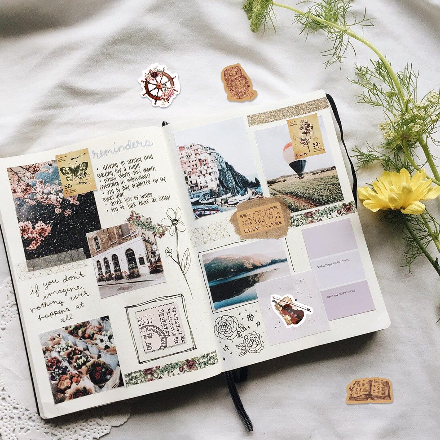 buy 180pcs vintage stickers for scrapbooking mini size stickers for journaling supplies in newspapers stamps and forest animals design mini size retro planner stickers for travel case laptop planners calendars scrapbook suitcase