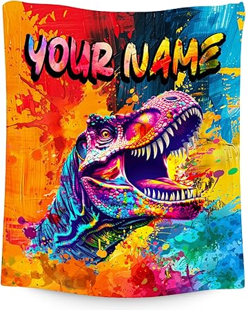 Boys Blanket - Personalized Dinosaur Blankets Gifts for Toddler Kids - Soft Flannel Throw for Room Decor - 4 Sizes
