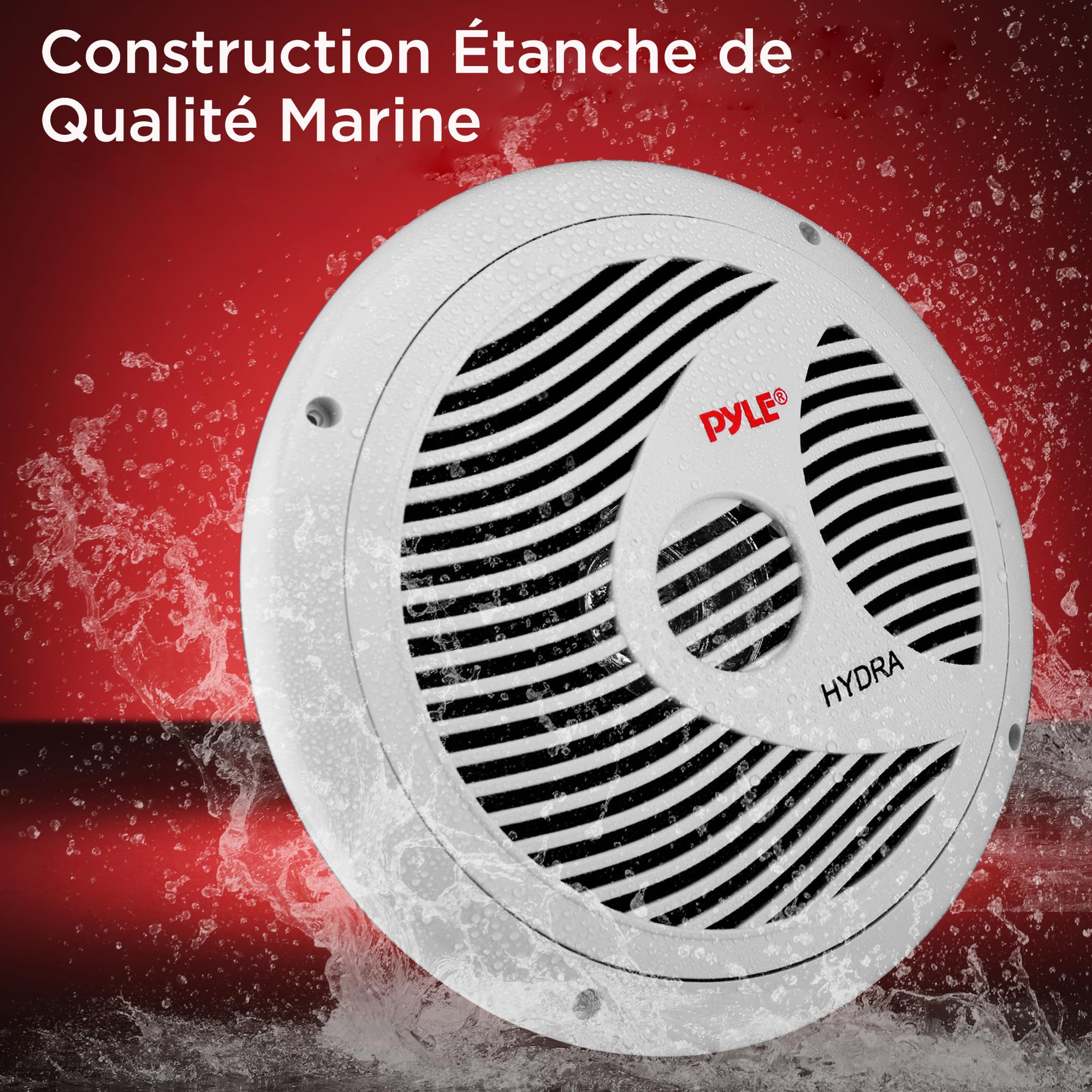 Pyle Enceintes Marines Doubles 16,5 cm – Haut-Parleur Extérieur 2 Voies Étanche et Résistant aux Intempéries avec Puissance de 150 Watts - Cône en Polypropylène et Entourage en Tissu - Blanc