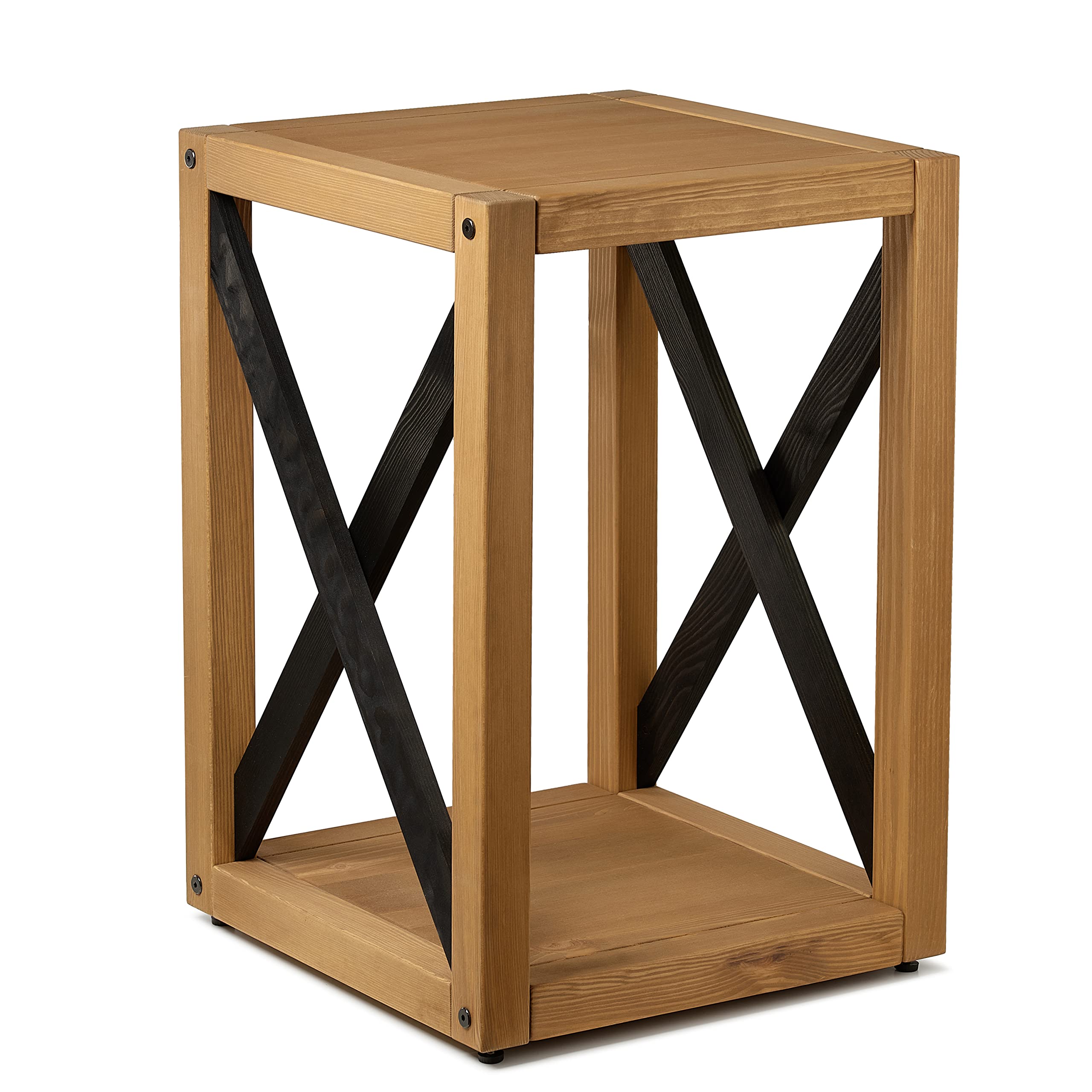 BAOBAB WORKSHOP Wood End Table for Living Room - Wooden Side Table for Bedroom - Handcrafted in Europe - Farmhouse Bedside Table Set for Storage - Accent Table - Gold Oak Color - 16"x16"x23"