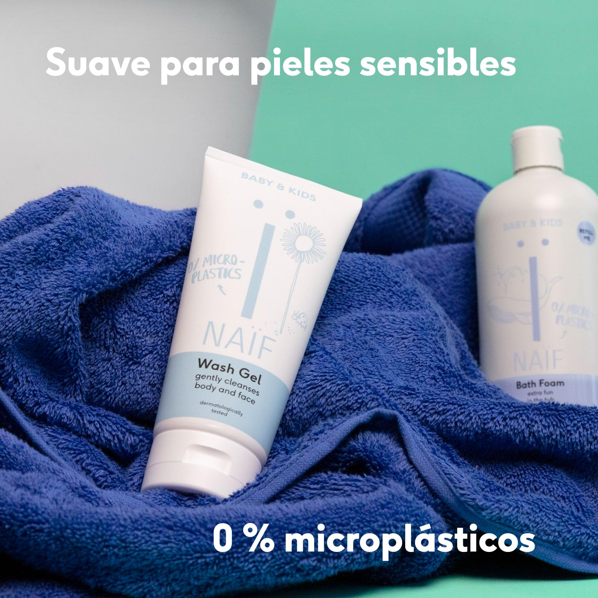 Naïf Gel de Ducha Nutritivo para Bebés y Niños – Gel de ducha para piel sensible, con ingredientes naturales, vegano, cuidado diario del bebé – 500ml