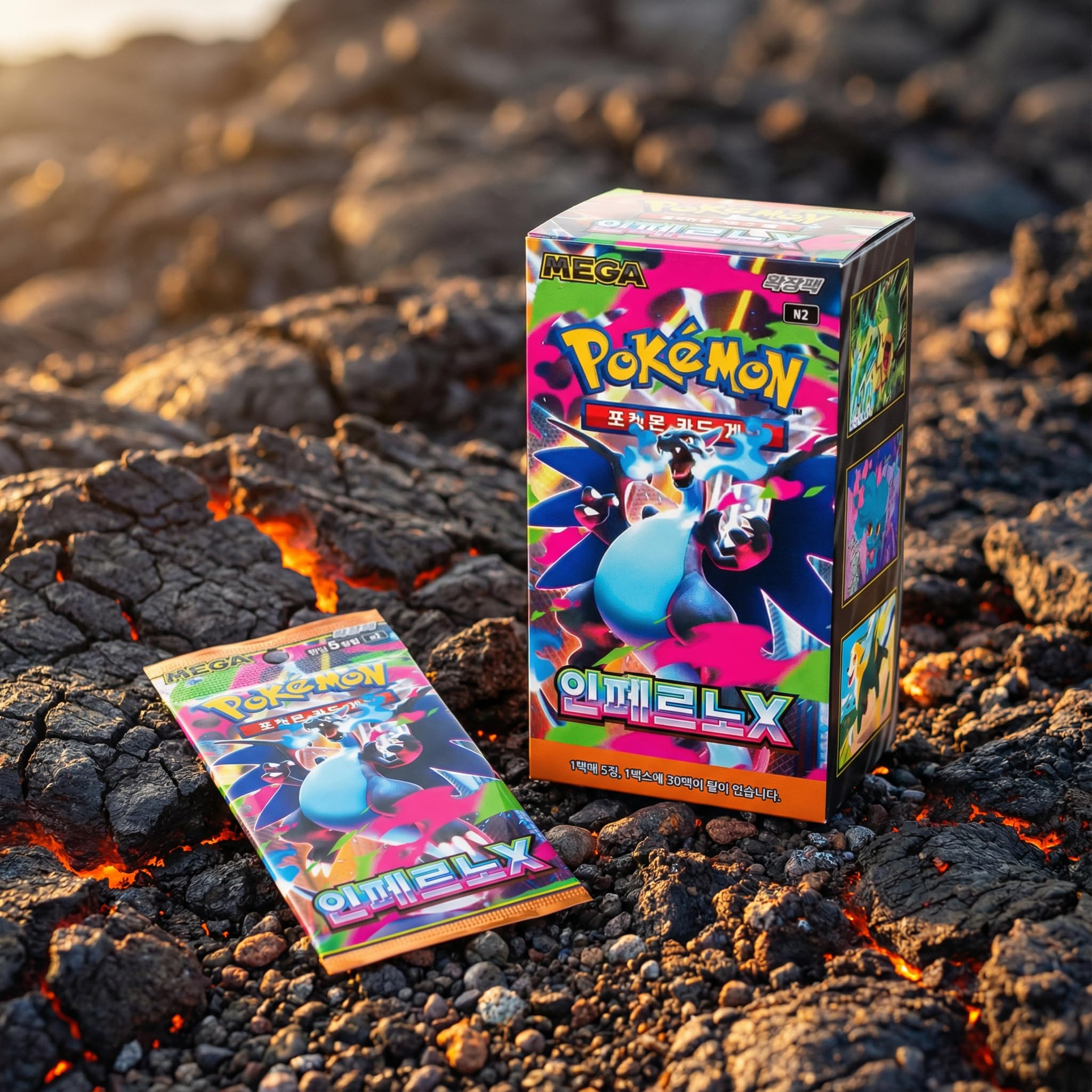 Pokemon Mega Inferno X Booster - Scatola GCC coreana, confezione da 30 booster, 150 carte, originali e nuove sigillate, set Pokemon internazionale per collezionisti e giocatori, M2 Edition