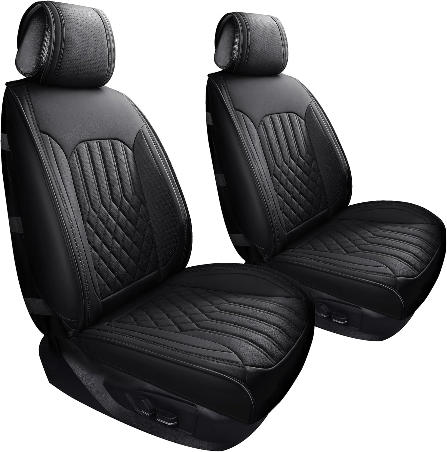 Tomatoman Seat Covers Compatible with Ford Focus Nissan Frontier Pathfinder Mitsubishi Outlander Chevy Equinox Hyundai Elantra Toyota Highlander Cadillac DTS(2PCS Front/Black)