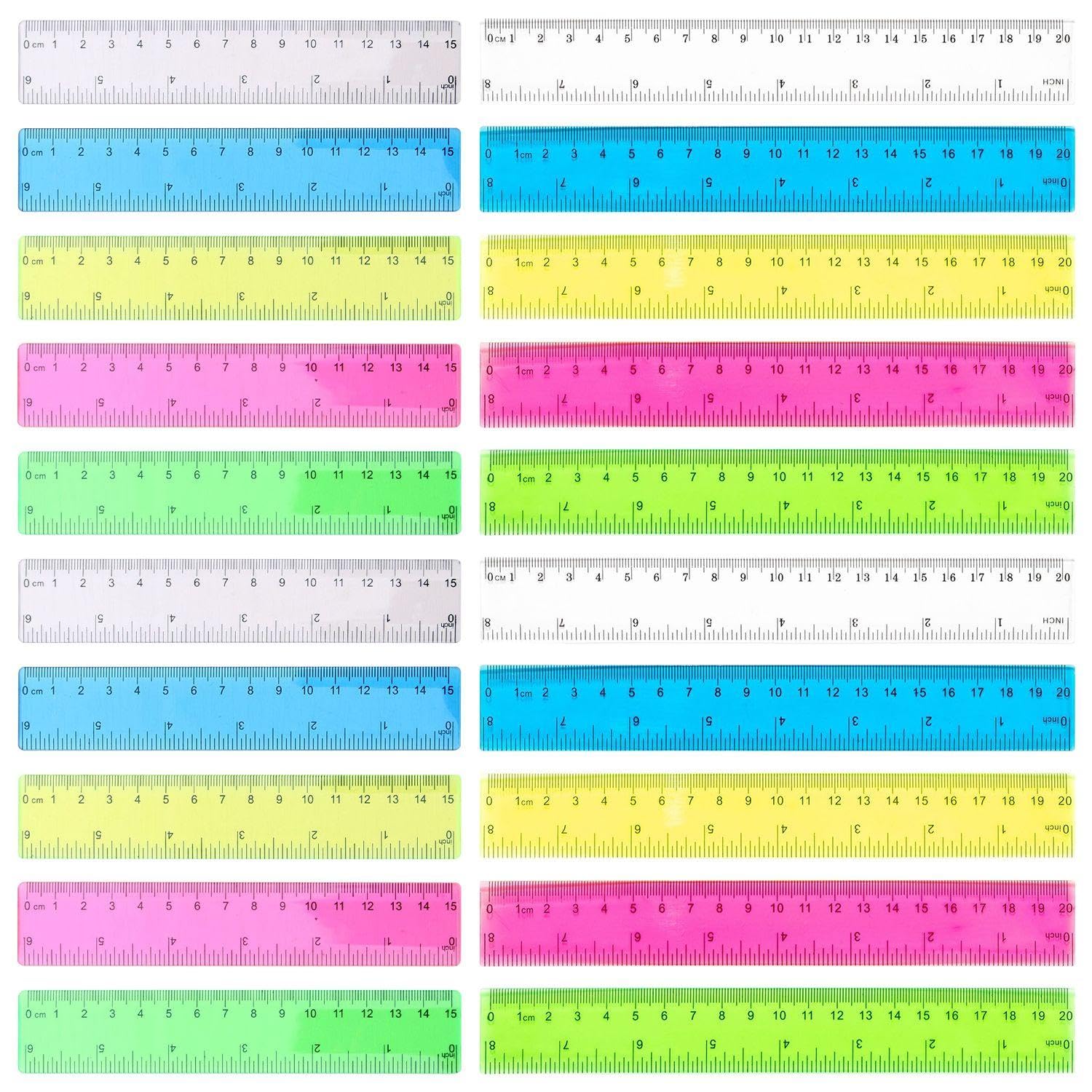 Character Ruler Color:blue 20 Pcs Colorful Transparent Rulers, Kids Rulers, Mini Rulers, Reading ...