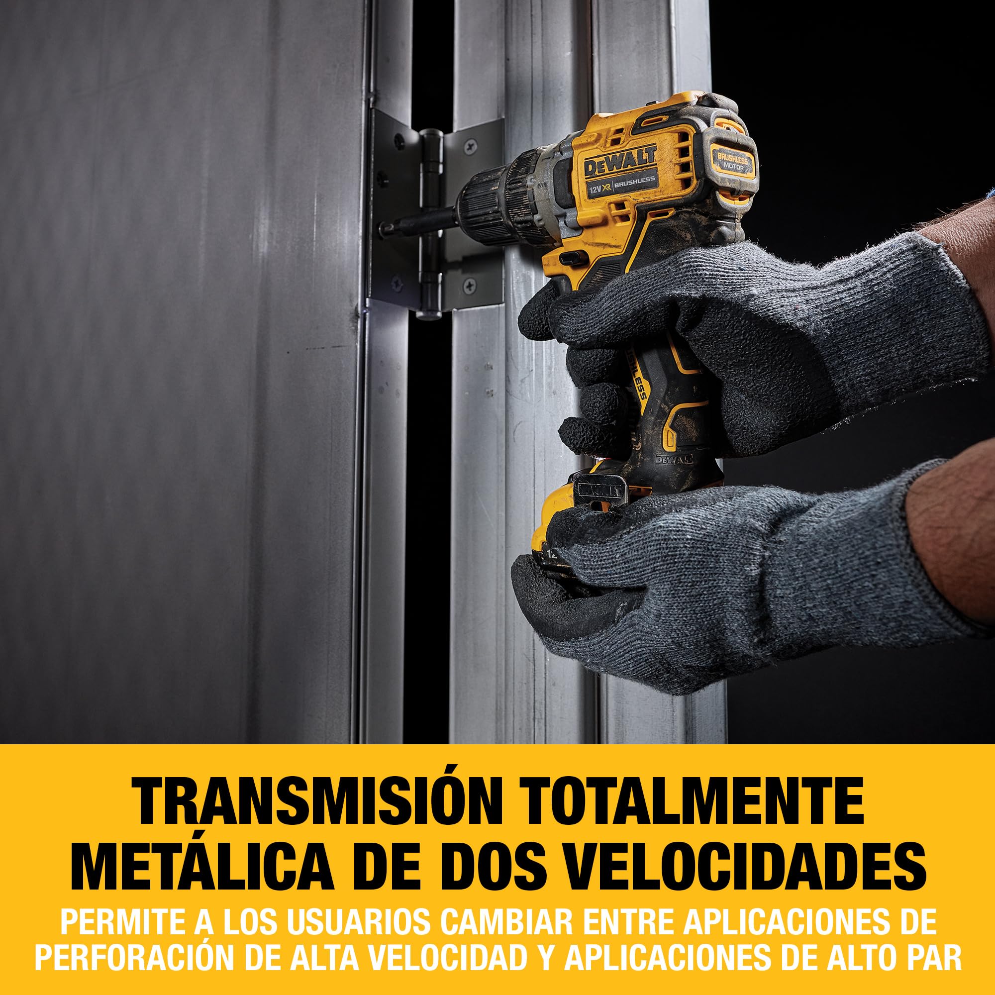 DEWALT Taladro atornillador sin escobillas XR 12V con 2 baterías XR Li-Ion de 2 Ah y cargador + maletín TSTAK, DCD701D2-QW