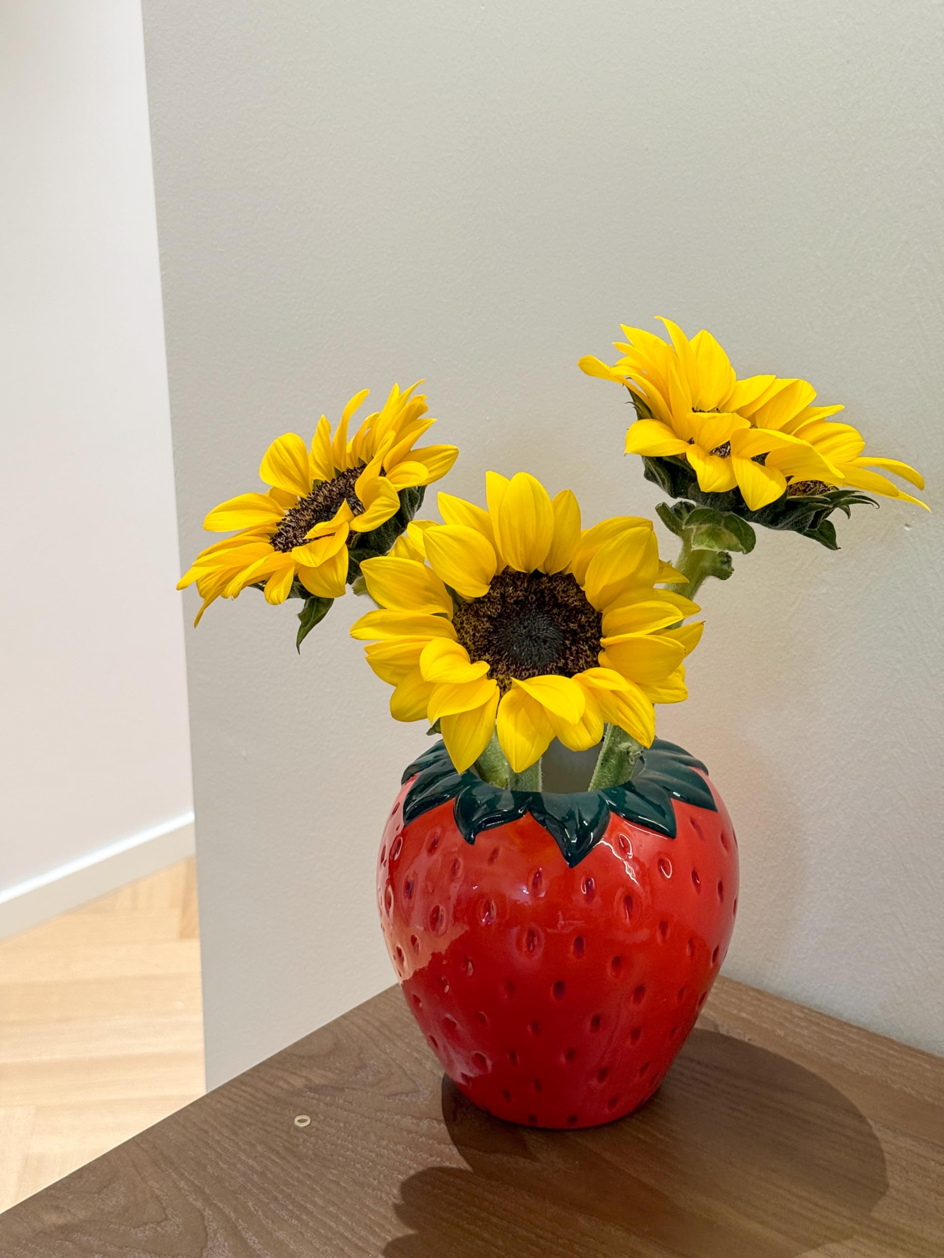 Jarrón Fresa, decoración dopamina para Sala Estar, jarrones Modernos, roja, Hermoso jarrón, Flor estética, tulipán Frutos, Frambuesa Hierba Pampa, 15 x 15 x 15 cm