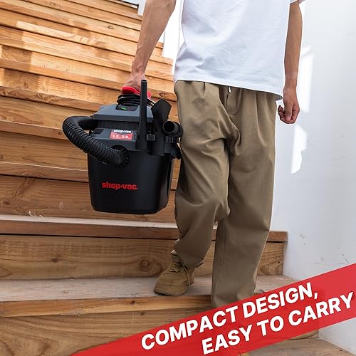 Miniatura 5 de Shop-Vac Aspiradora en seco y húmedo de 2.5 galones de 2.5 galones con soplador, Shopvac portátil montado en la pared con cable de 10 pies, manguera