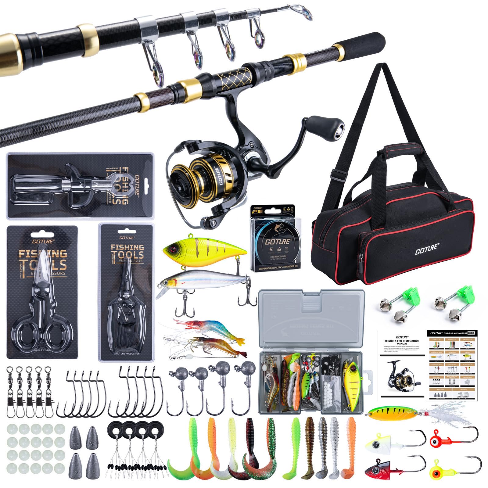 Goture Fishing Rod And Reel Combos-1.8M Telescopic Fishing