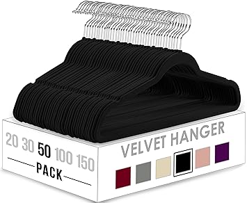Utopia Home Premium Non Slip Velvet Hangers - 50 Pack - Heavy Duty - Coat Suit Hangers - Black