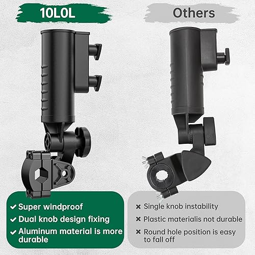 Miniatura 4 de 10L0L Soporte para paraguas de carrito de golf resistente, base de aluminio ajustable de 180 para carros de golf, cochecitos, sillas de ruedas y