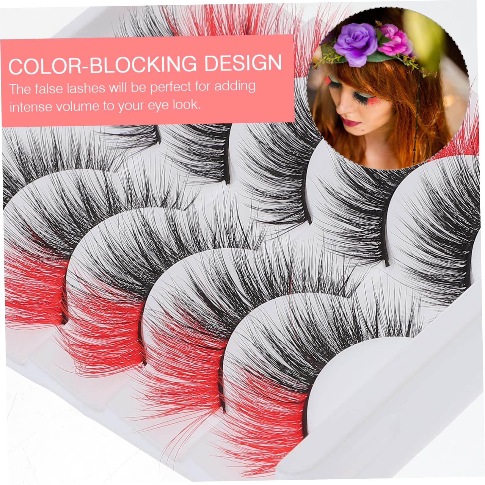 WOONEKY 25 Paia ciglia finte colorate ciglia con strisce di ciglia colorate ciglia manga pestañas postizas naturales ciglia di ciglia cosmetiche Imitazione rosso