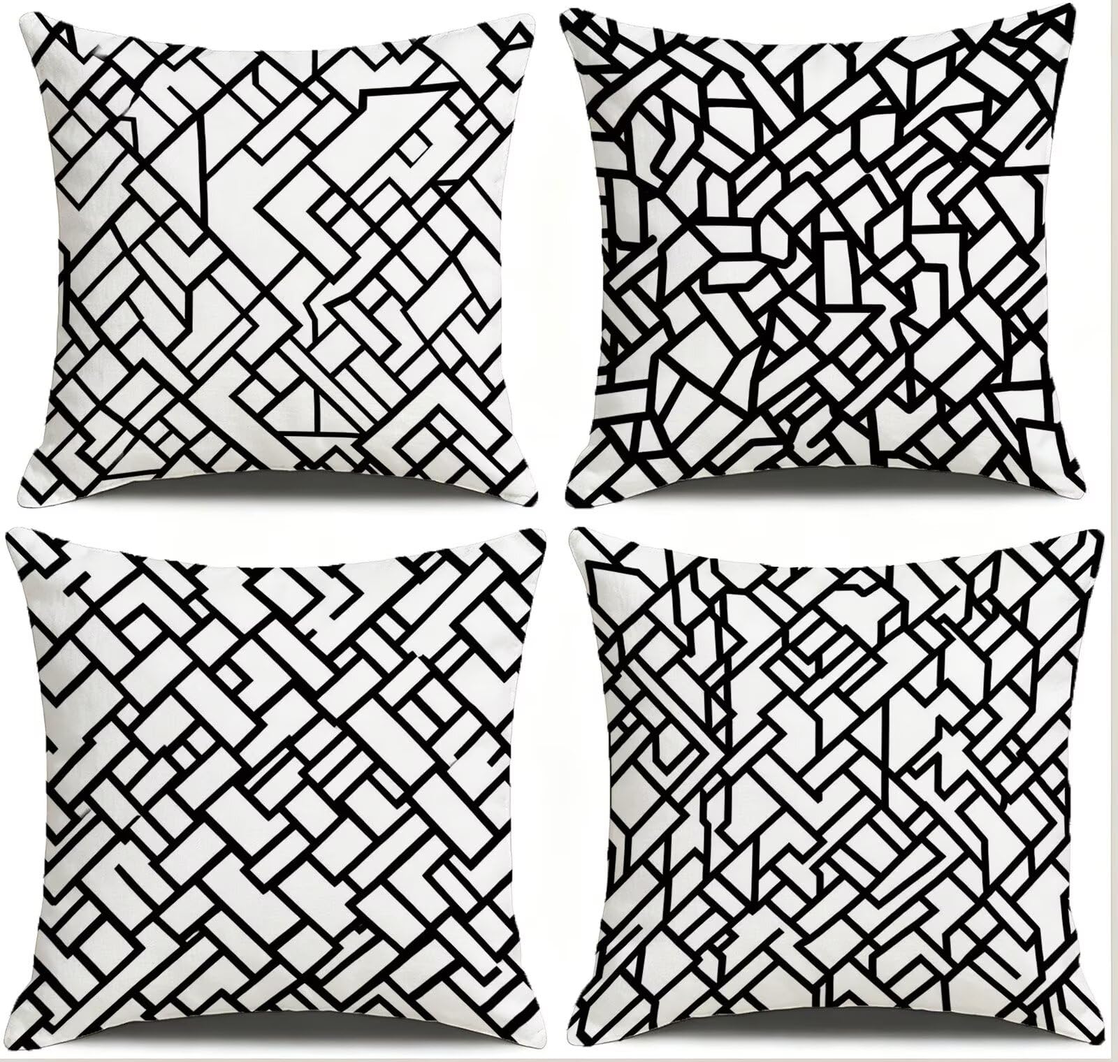 Cojines Exterior En Blanco Y Negro Funda Almohada 45x45 Juego de 4, Cod-422