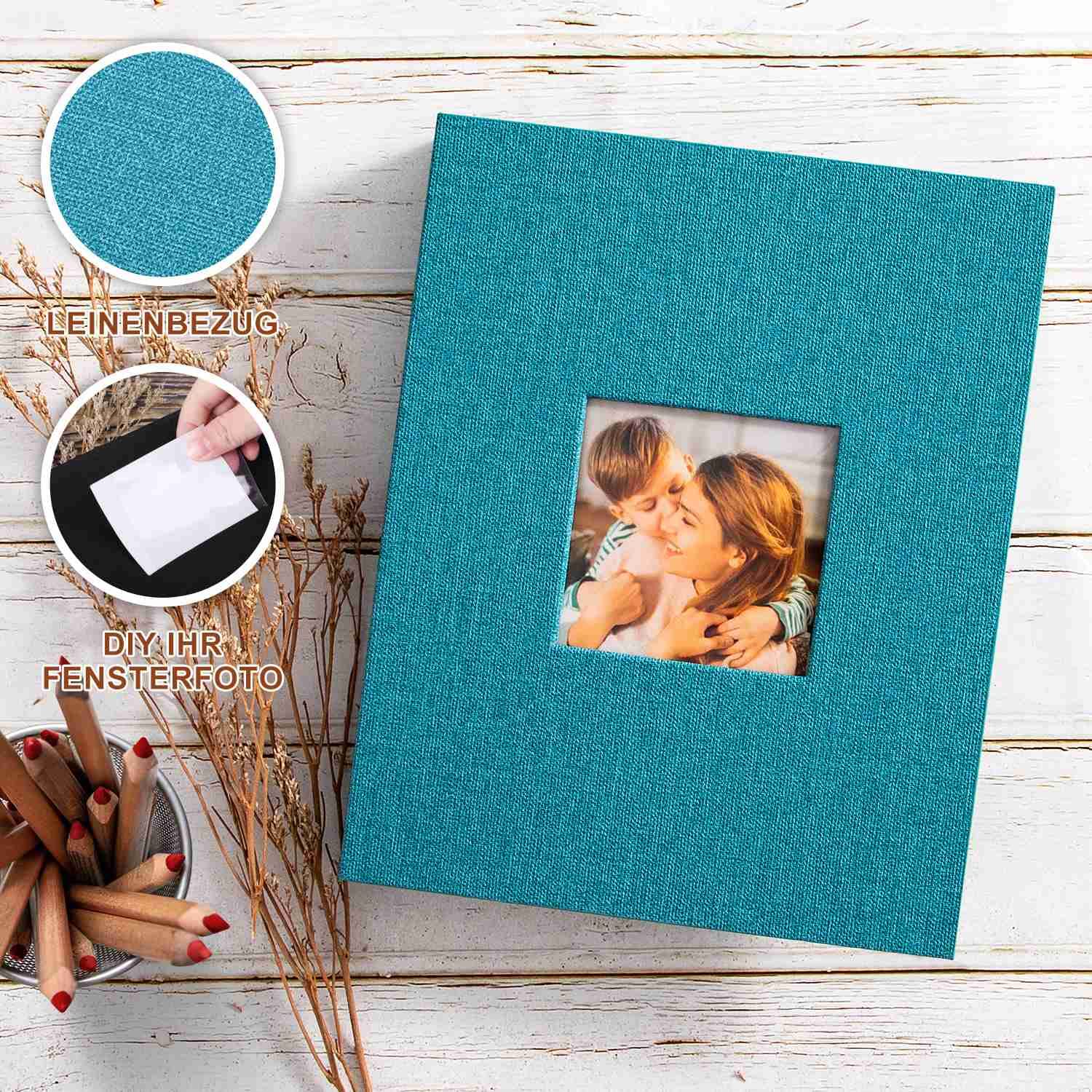 Lanpn Photo Album 13 x 18 cm 50 2 Packs Linen Slip In Album for Portrait Format 50 13 x 18 Photos Teal, 50 Taschen/2PK - Image 2