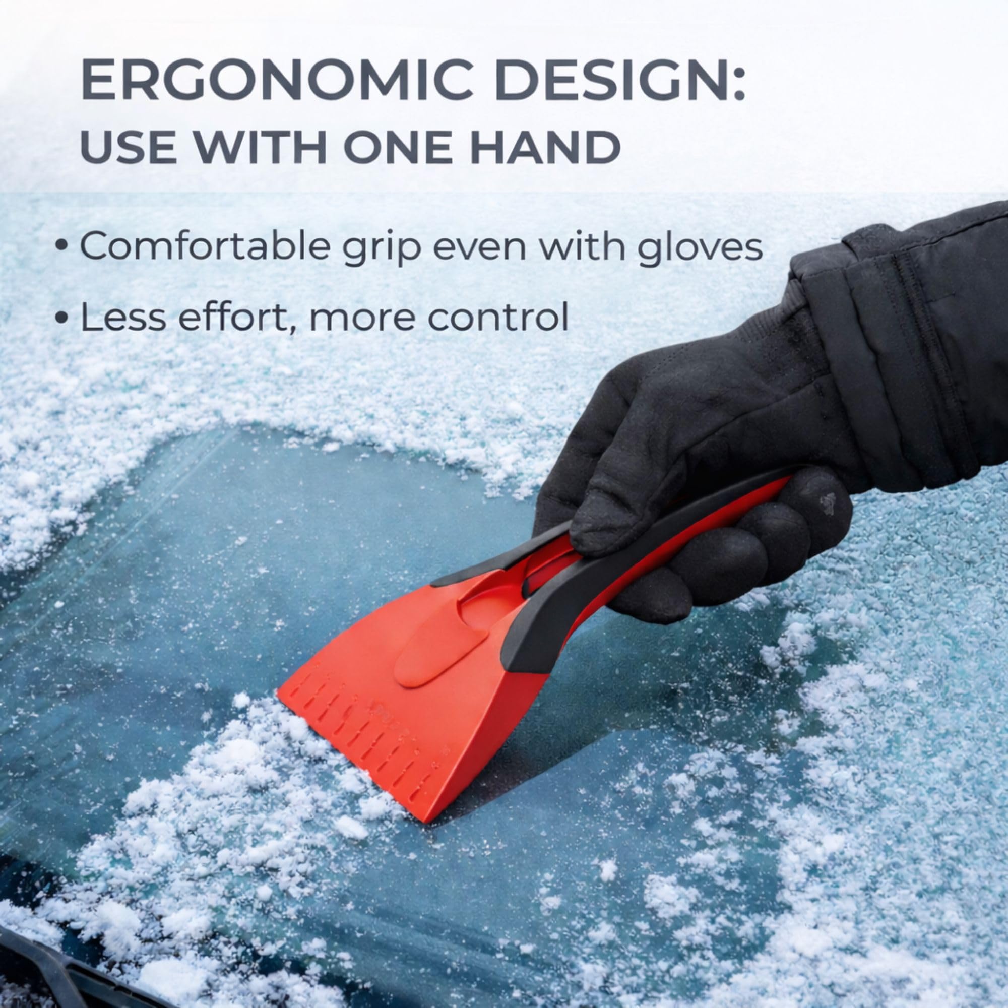 Raschietto Ghiaccio Auto con Manico Ergonomico Antiscivolo Raschiaghiaccio per Parabrezza