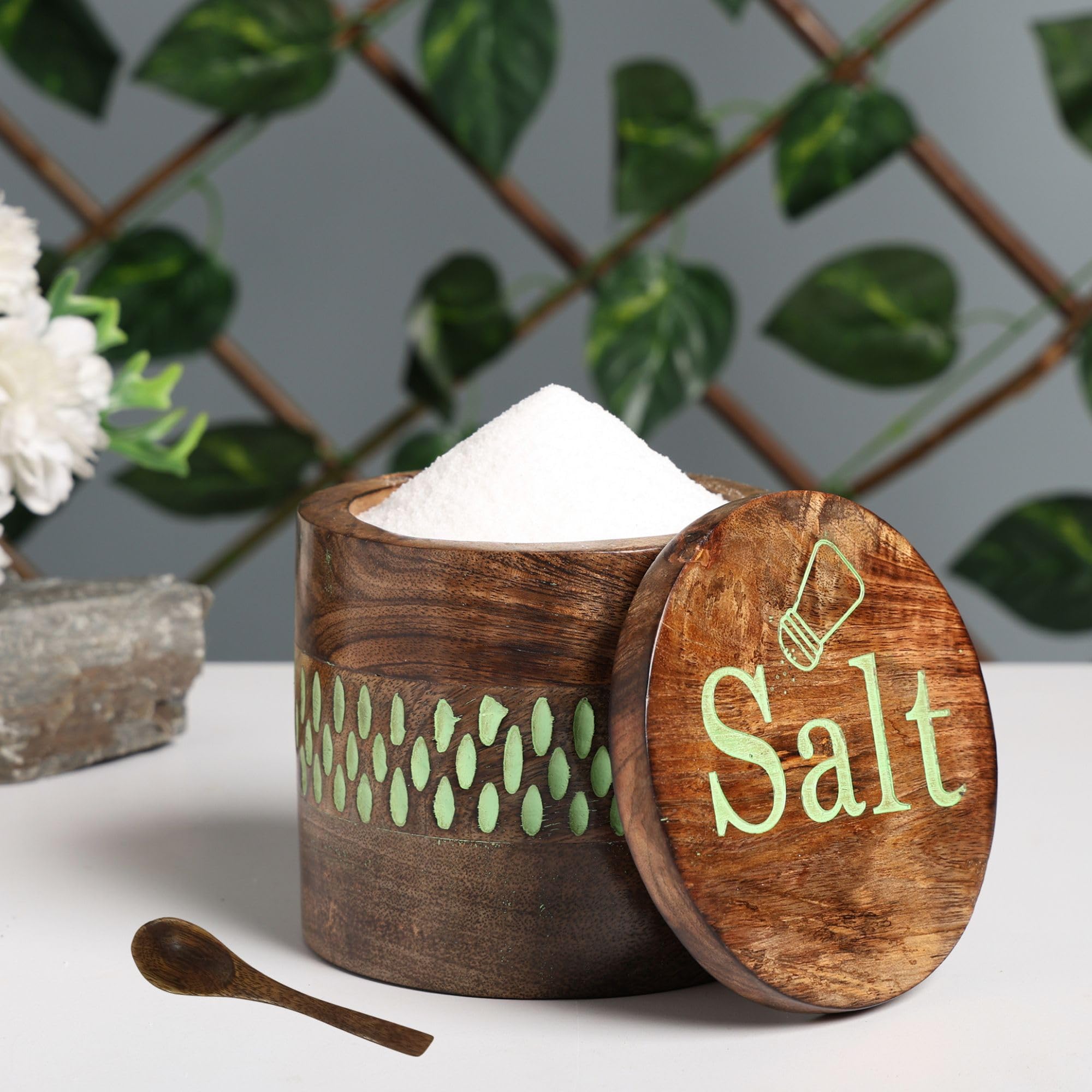 See full amazon price history chart for WOOD ART STORE Wooden Round Salt Box with Spoon | Salt Container with Magnetic Lid | Mango Wood Kitchen Storage Box with Beautiful Hand Carved Work Size- 5x5x5 Inches (Brown and Green) WOOD ART STORE Wooden Round Salt Box with Spoon | Salt Container with Magnetic Lid | Mango Wood Kitchen Storage Box with Beautiful Hand Carved Work Size- 5x5x5 Inches (Brown and Green) (B0CWRC75MN) Amazon Price History, Amazon Price Tracker