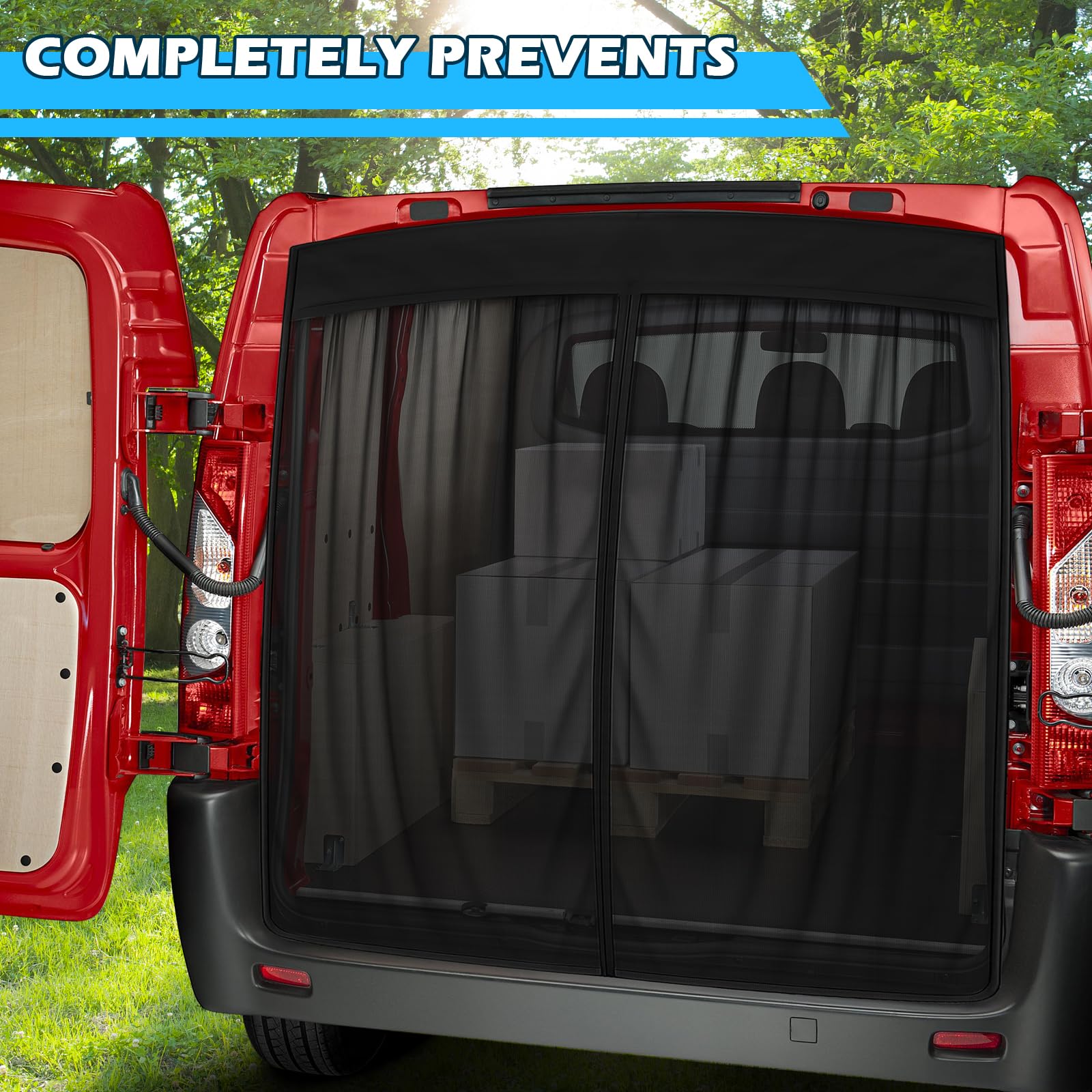 Roadtime Mosquitera magnética para Opel/Vauxhall Vivaro 19-25 portón Trasero,Red de Protección contra Insectos de una Sola Capa,Ventilación,Red de Sombra para Camping(H 160 * 190cm W)