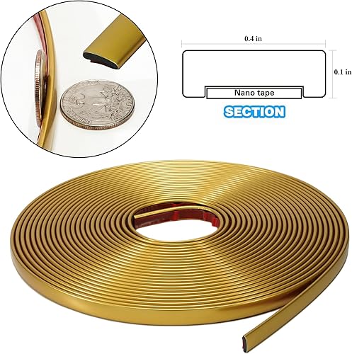 Miniatura 2 de Moldura de 52.5 pies para despegar y pegar, color dorado mate, impermeable, para paredes, bordes, marcos de ventanas, azulejos de salpicaduras,