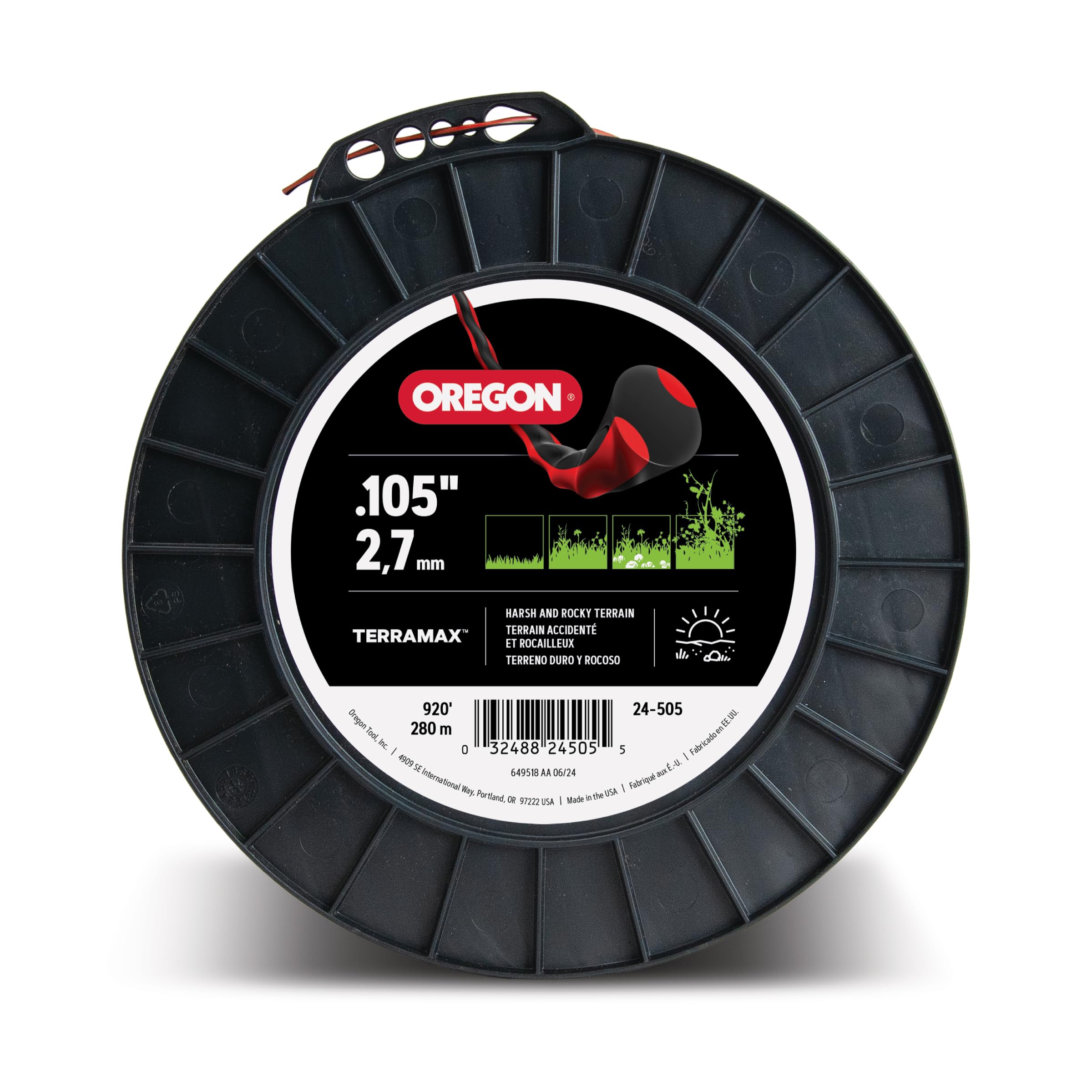 Hilo de corte Oregon TerraMax de 0.105 pulgadas y carrete de 5 libras para desbrozadora