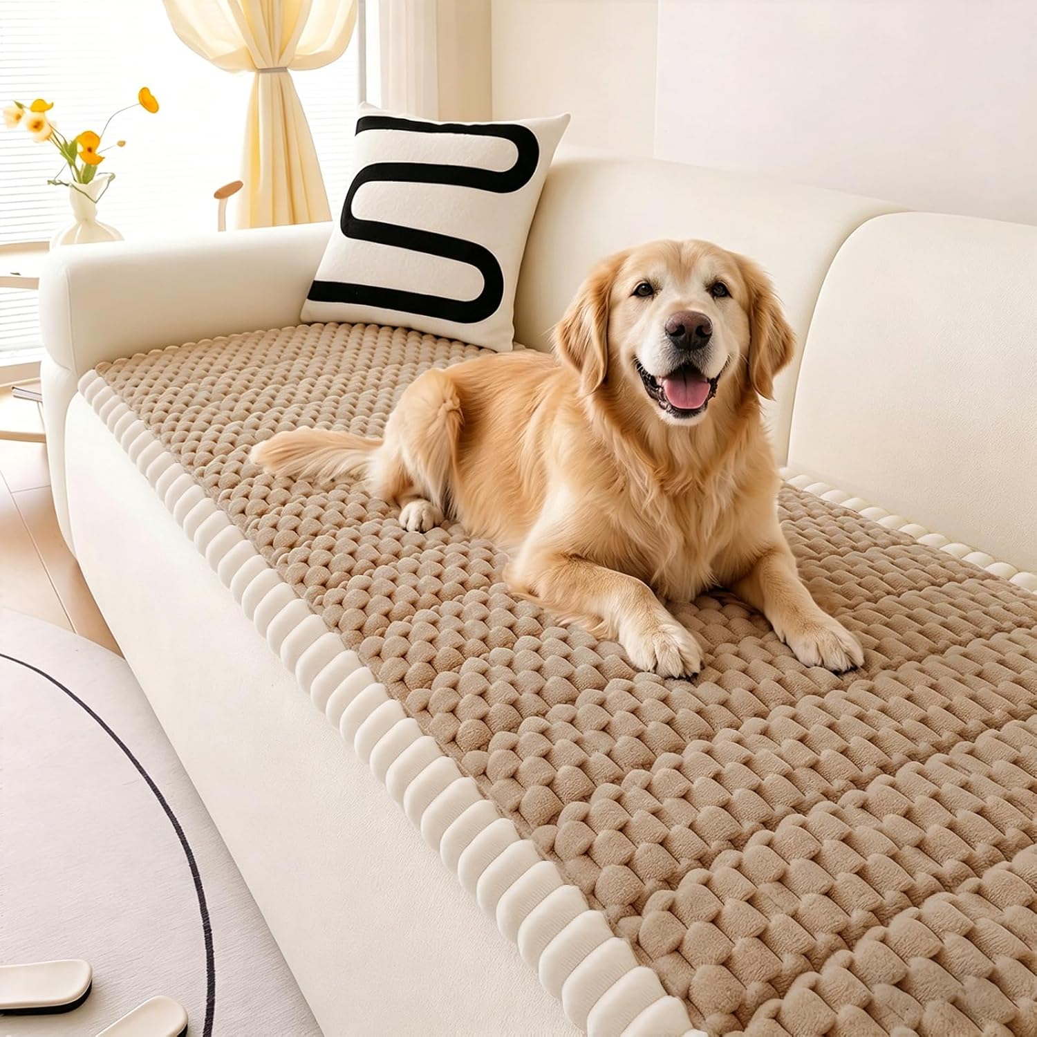 Non Slip Couch Cover for Dogs & Pets, Washable Sofa Seat Protector Pad, Durable Pet Friendly Couch Cushion Cover, Quilted Anti-Slip Couch Protector for 3 Cushion Sofas, Dark Blue, 27.6"x70.9"