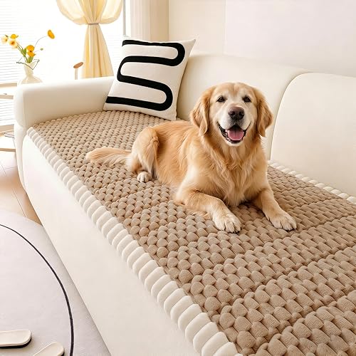 Non Slip Couch Covers for Dogs Washable Sofa Seat Protector Brown 27.6"x59" | Ultra Soft Sofa Covers for Pets,Anti-Slip Quilted Couch Cover Protector,Sofa Slipcovers Pet Friendly,Dog Mat for Couch