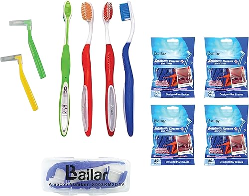 Hilo dental para aparatos ortopédicos | Ortho Floss| Bolsa de 200 unidades | Paquete de 4 | Cepillo de dientes ortodóntico de cerdas suaves para