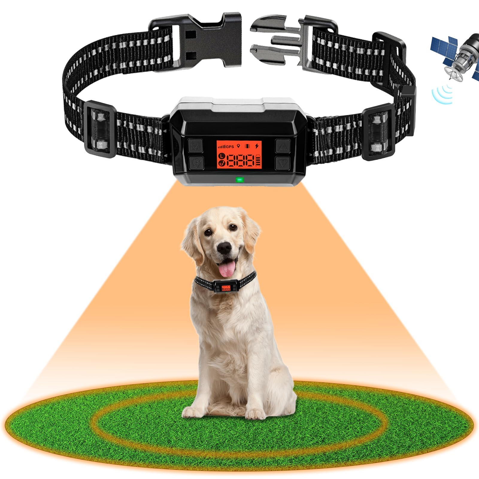 Recinto senza fili a prova di perdite, recinto per cani con GPS da esterno, GPS per cani potenziato con nuovo chip GPS intelligente, collare per cani con GPS impermeabile IPX7, fino a 1000m di raggio