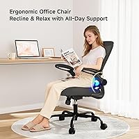 Vista 8 de Silla de oficina de malla, silla de escritorio ergonómica cómoda de 330 libras con soporte lumbar ajustable, sillas ejecutivas para computadora