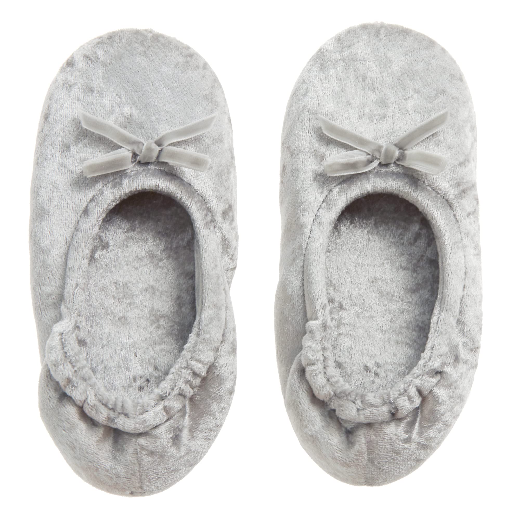 Metzuyan Girls Silver Ws-Aw22 Ballerina Crushed Velvet Slippers House Shoes Indoor Slippers Uk 10-11